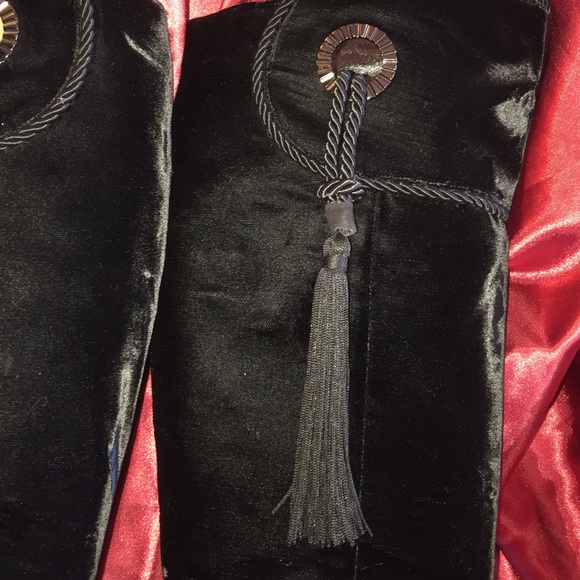 COPY - BCBG MAXAZRIA Black Velvet Tassel Boots - Picture 3 of 4